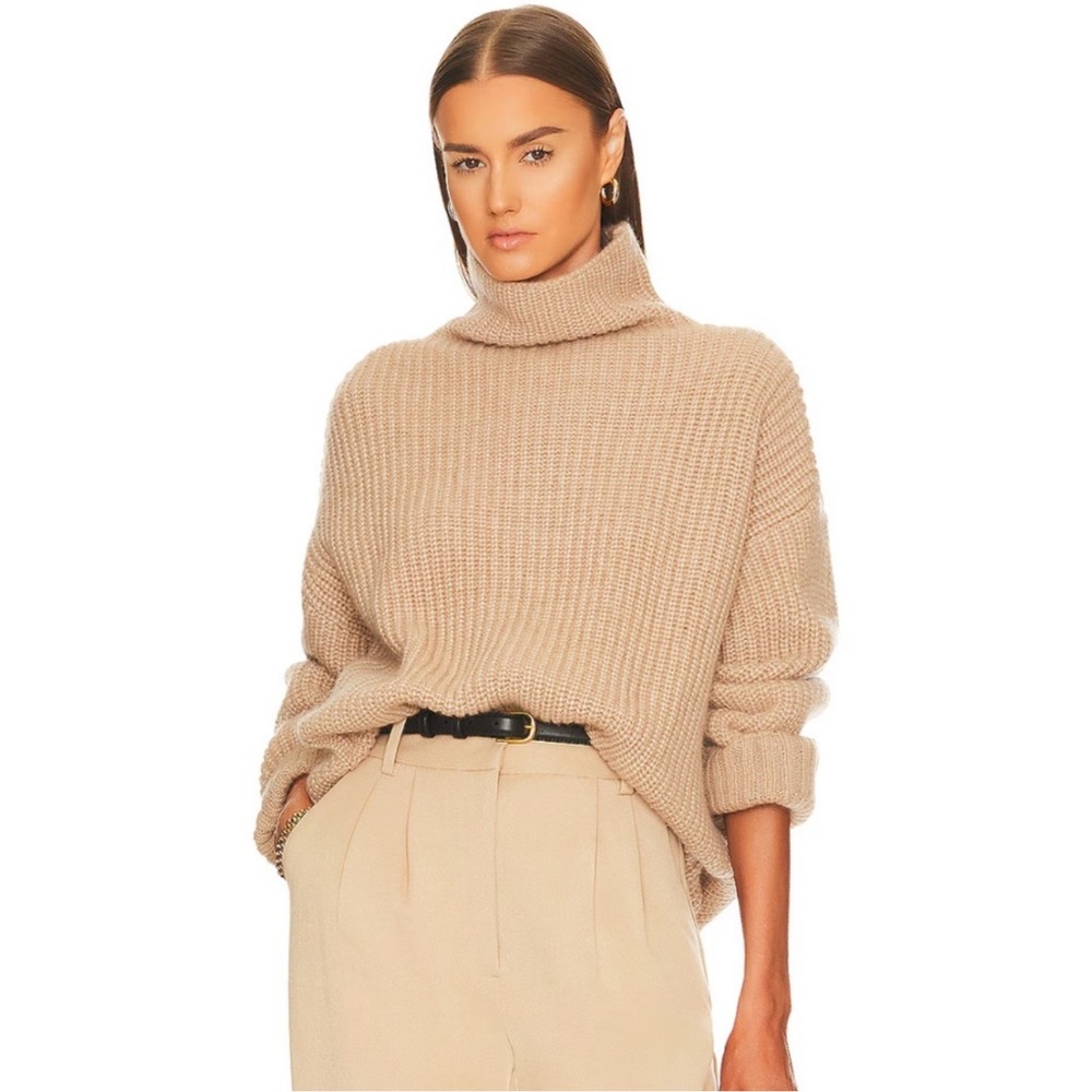 Anine Bing Cozy Beige Turtleneck Sweater